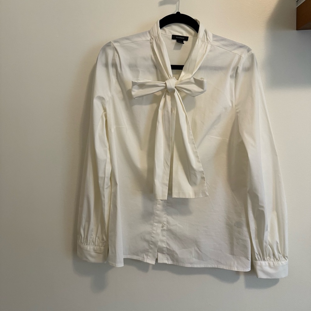 Halogen White Bow Blouse
